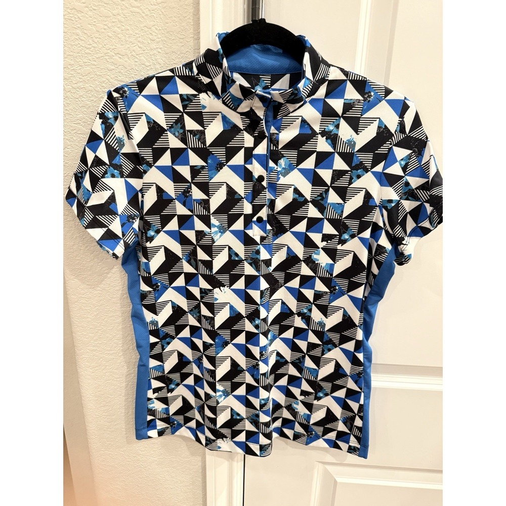 Tail White Label Popover Knit‎ Top Size S Sapphire Blue 1/4 Snap Golf Preppy